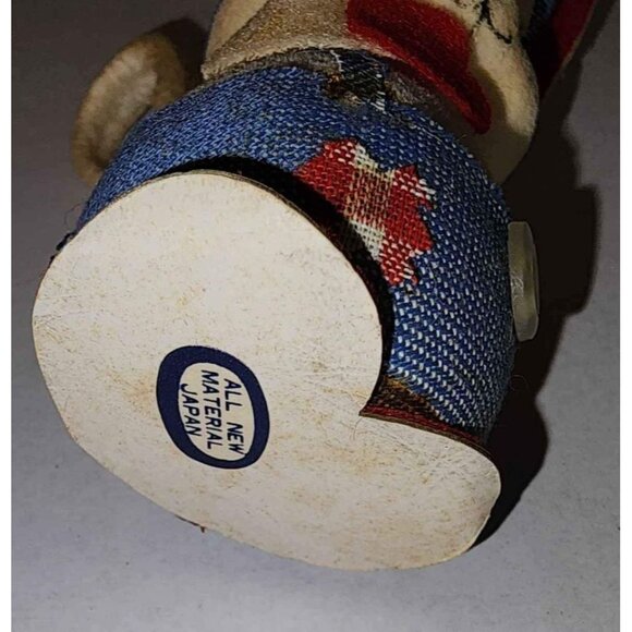 Vintage Japanese Mouse Ornament With Denim Overalls & Red Accents - Collectible - Picture 4 of 9